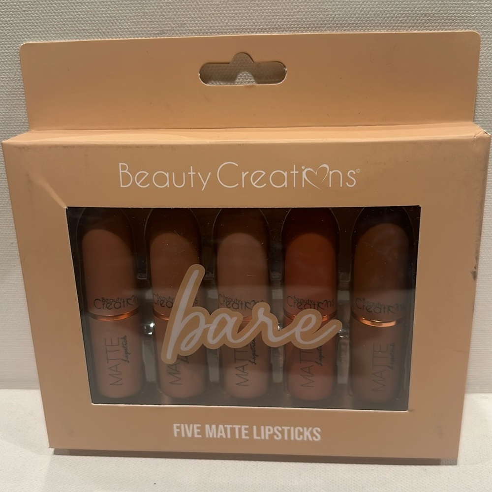 Beauty Creations Romance 5 Matte Lipsticks. Bare and naturals.